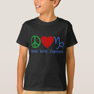 Peace Love Capricorn Zodiac Design T-Shirt