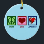 Peace Love Cardiology Heart Surgeon Heartbeat Ceramic Ornament<br><div class="desc">Cute cardiology office gift for a cardiologist physician that features a peace sign,  heart,  and red beating heartbeat. A cool cardiothoracic unit design for a cardiovascular surgeon or cardiac ICU in a hospital. Order for your favourite doctor or nurse.</div>