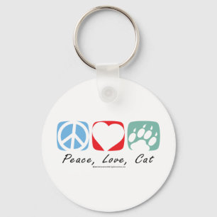 Peace Love Cat Key Ring
