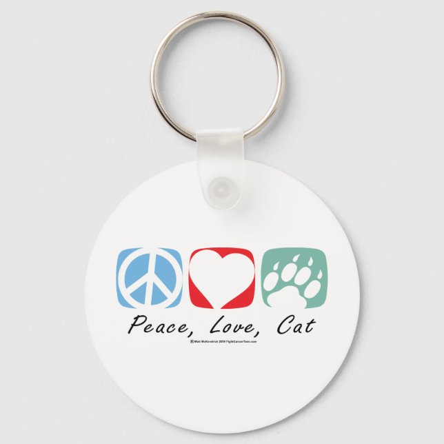 Peace Love Cat Key Ring (Front)