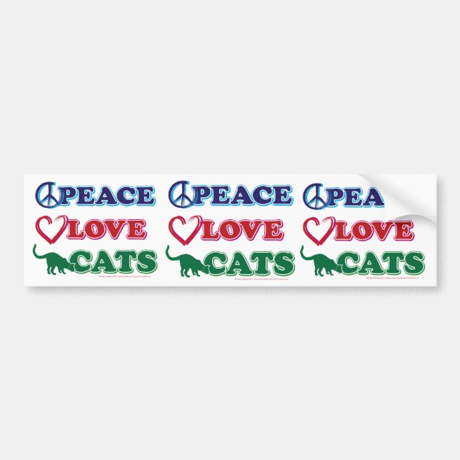 Peace-Love-Cats Bumper Sticker (Front)