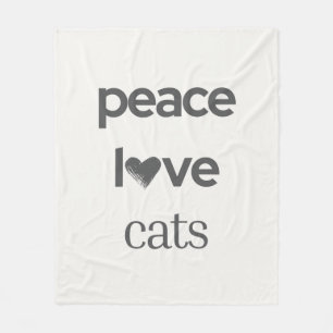 Peace Love Cats Cat Mom Lover Modern Home Decor Fleece Blanket