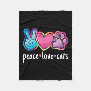 Peace Love Cats Cute Cat Kitten Lover Paw Cat Fleece Blanket