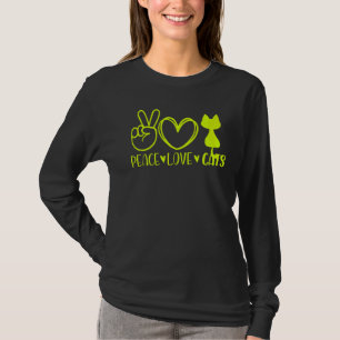 Peace Love Cats Cute Cat Mum Owner Kitten Dad Pet T-Shirt