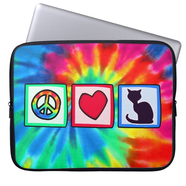 Peace, Love, Cats Laptop Sleeve (Front)