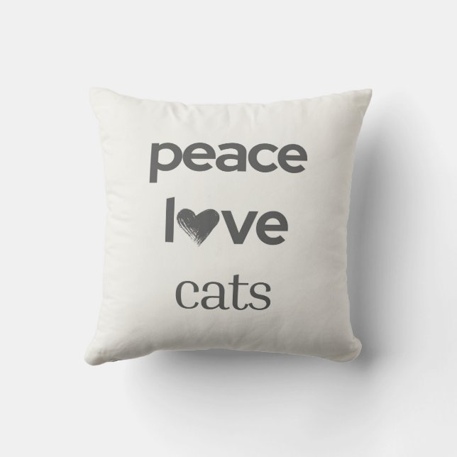 Peace Love Cats Modern Reversible Graphic Cat Mum  Cushion (Back)