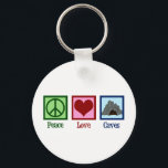 Peace Love Caves Key Ring<br><div class="desc">Peace Love Caves. A cool caving gift for a miner or spelunker who likes spelunking. A peace sign,  heart,  and cave.</div>