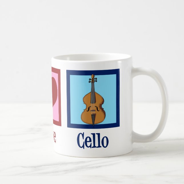Peace Love Cello Cute Cellist Coffee Mug (Right)