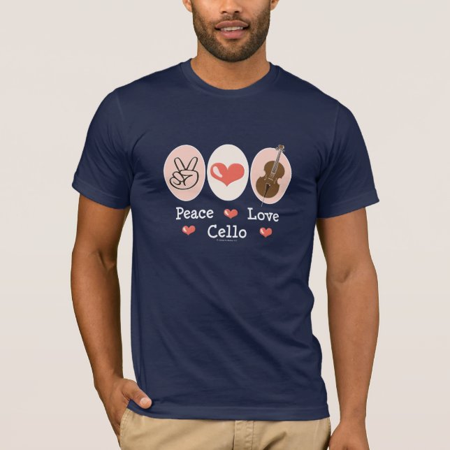 Peace Love Cello Navy Blue T shirt (Front)