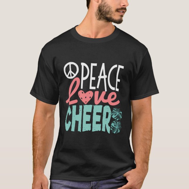 Peace Love Cheer Cute Cheerleader Gifts Teen Cheer T-Shirt (Front)