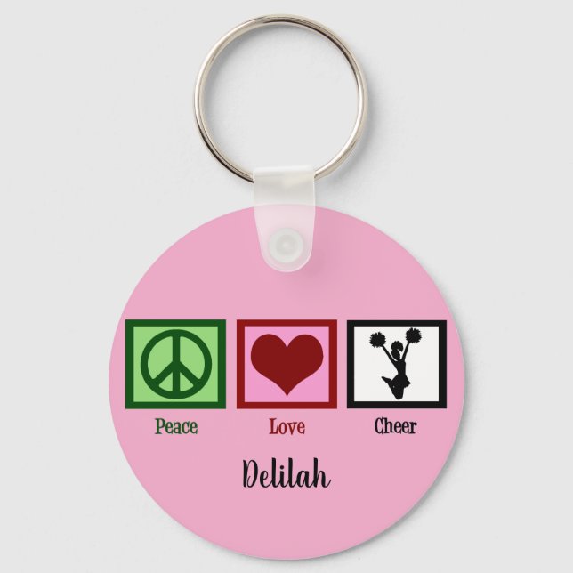 Peace Love Cheer Cute Custom Cheerleading Key Ring (Front)