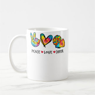 Peace Love Cheer Girl Tie Dye Cheerleading Cheerle Coffee Mug