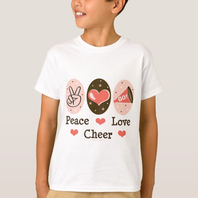 Peace Love Cheer Kids T shirt (Front)