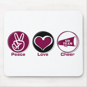Peace Love Cheer Marron Mouse Pad