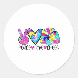 Peace Love Cheer Shirt Tie Dye Cheerleading Cheerl Classic Round Sticker
