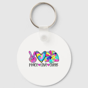 Peace Love Cheer Shirt Tie Dye Cheerleading Cheerl Key Ring