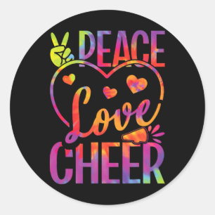 Peace Love Cheer Tie Dye Cheerleader Girls Cheerle Classic Round Sticker