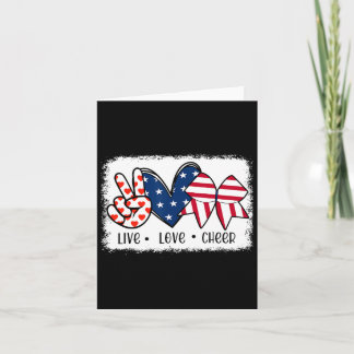 Peace Love Cheer Usa Flag 4th Of July Cheerleading Card