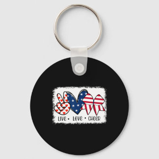 Peace Love Cheer Usa Flag 4th Of July Cheerleading Key Ring