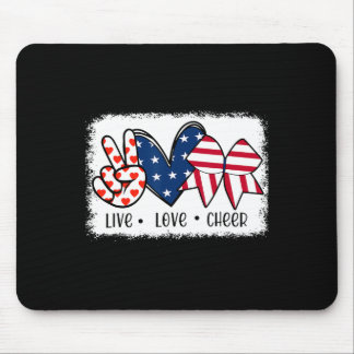 Peace Love Cheer Usa Flag 4th Of July Cheerleading Mouse Pad