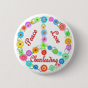 Peace Love Cheerleading 6 Cm Round Badge