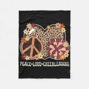 Peace Love Cheerleading Lover Cheetah Print Cheerl Fleece Blanket