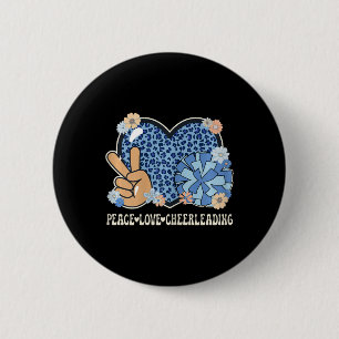 Peace Love Cheerleading Lover Leopard Print Cheerl 6 Cm Round Badge