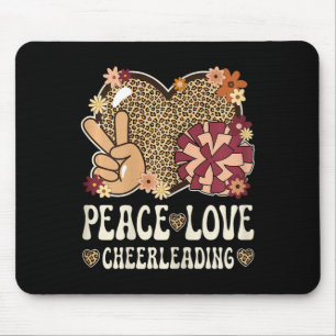 Peace Love Cheerleading Lover Leopard Print Cheerl Mouse Pad