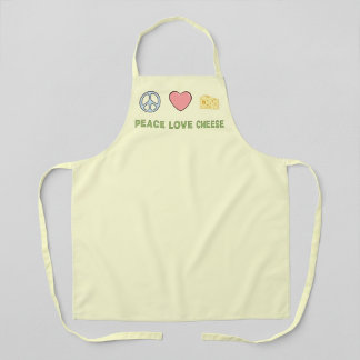 Peace Love Cheese Yellow Retro Apron