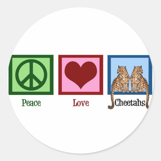Peace Love Cheetahs Classic Round Sticker (Front)