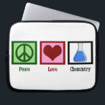 Peace Love Chemistry Laptop Sleeve<br><div class="desc">A peace sign,  heart,  and a chemistry beaker used in a science experiment used by scientists.</div>