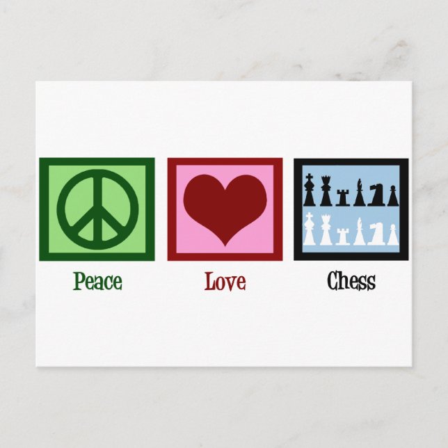 Peace Love Chess Postcard (Front)