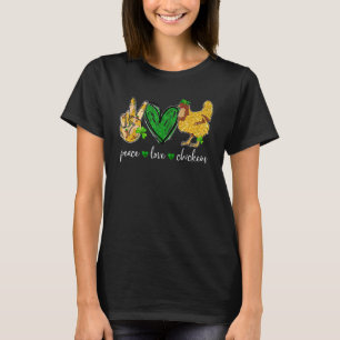 Peace Love Chicken Animal Farmer Irish St Patricks T-Shirt