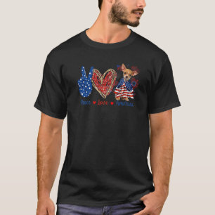 Peace Love Chihuahua Dog Patriotic America Flag 4t T-Shirt