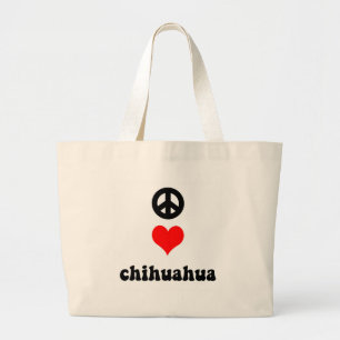 Peace love Chihuahua Large Tote Bag