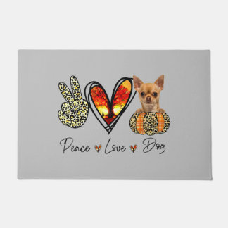 Peace Love Chihuahua Scarf Leopard Autumn Thanksgi Doormat