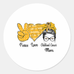 Peace Love Childhood Cancer Mum Awareness Month Classic Round Sticker