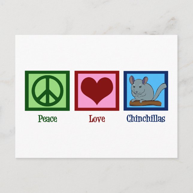 Peace Love Chinchillas Postcard (Front)