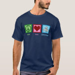 Peace Love Chiropractic - Cool Chiropractor T-Shirt<br><div class="desc">Peace Love Chiropractic. A cool chiropractor t-shirt gift featuring a peace sign,  heart,  and someone practicing chiropractic medicine on a patient by working on healing the muscoloskeletal system.</div>