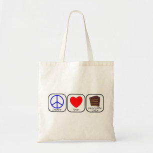 Peace, Love & Chocolate Cake Tote Bag