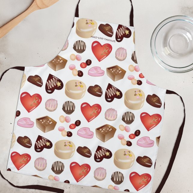Peace Love Chocolate Candy Heart Apron (Creator Uploaded)