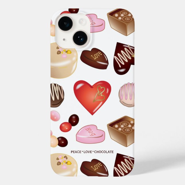 Peace Love Chocolate Candy Heart Pattern Case-Mate iPhone Case (Back)