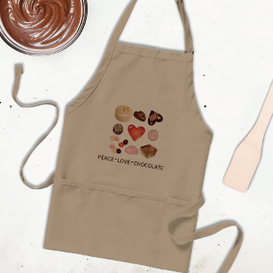 Peace Love Chocolate Candy Illustration Custom Standard Apron