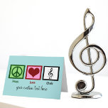Peace Love Choir Cute Custom Chorale Christmas Holiday Card<br><div class="desc">Custom Choir Christmas cards with a peace sign,  heart,  and a treble clef on a musical staff. A beautiful card for a choir director or singer.</div>