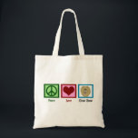Peace Love Chow Chow Tote Bag<br><div class="desc">Pretty Chow Chow gift for a dog owner. A peace sign,  heart,  and a cute chow with purple tongue.</div>