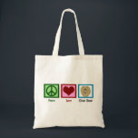 Peace Love Chow Chow Tote Bag<br><div class="desc">Pretty Chow Chow gift for a dog owner. A peace sign,  heart,  and a cute chow with purple tongue.</div>