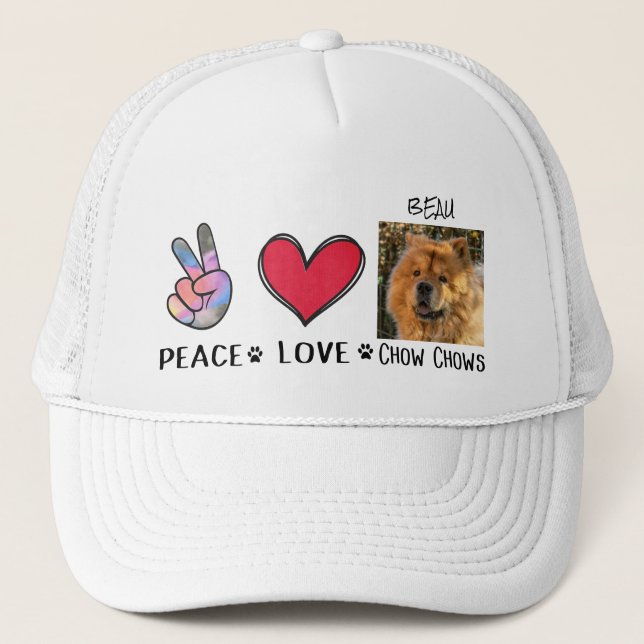 Peace Love Chow Chows Dog Lovers Trucker Hat (Front)