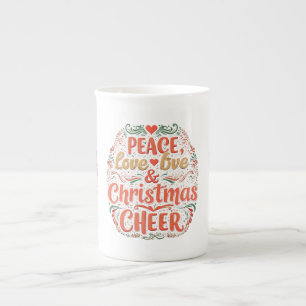 Peace, Love & Christmas Cheer - Bone China Mug Des