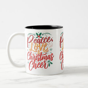 Peace, Love & Christmas Cheer Two-Tone Mug – 11 oz