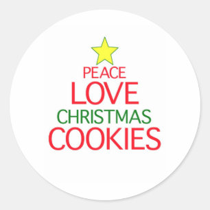 Peace Love Christmas Cookies Classic Round Sticker